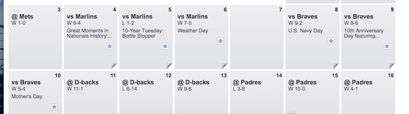DC's baseball schedule